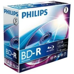 Philips BD-R BR2S6J05C/00 - BD-R - 25 Go - 120 Mm - 6x - Boîte - 5 Pièce(s) (BR2S6J05C/00)