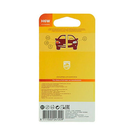 2 Ampoules Vision H6W - 12 V - BAX9s - 6W - Feux De Croisement - Feux De Route - Clignotant - Veilleuse - Philips 6 2 Ampoules Vision H6W - 12 V - BAX9s - 6W - Feux De Croisement - Feux De Route - Clignotant - Veilleuse - Philips – Image 4