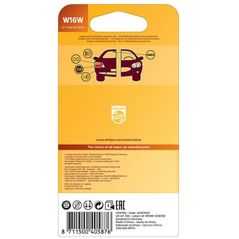 PHILIPS 2 Ampoules Vision W16W - 12 V - W2,1x9,5d - 16W - Stop - Feux De Recul - Feux De Route - Clignotant - Antibrouillard - 5 PHILIPS 2 Ampoules Vision W16W - 12 V - W2,1x9,5d - 16W - Stop - Feux De Recul - Feux De Route - Clignotant - Antibrouillard - – Image 3