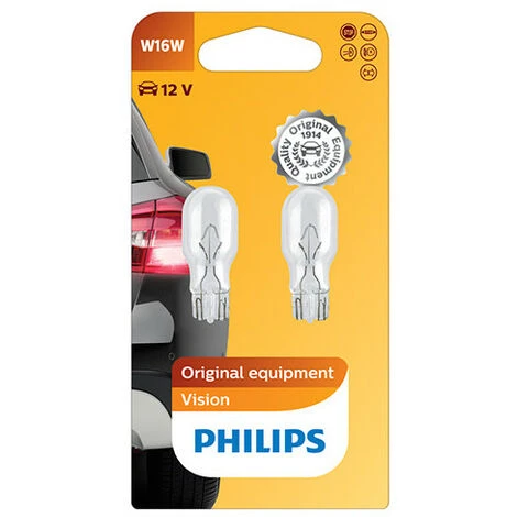 PHILIPS 2 Ampoules Vision W16W - 12 V - W2,1x9,5d - 16W - Stop - Feux De Recul - Feux De Route - Clignotant - Antibrouillard - 6 PHILIPS 2 Ampoules Vision W16W - 12 V - W2,1x9,5d - 16W - Stop - Feux De Recul - Feux De Route - Clignotant - Antibrouillard - – Image 4
