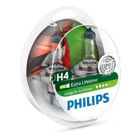 PHILIPS 2 Ampoules Extra Lifetime H4 - 12 V - P43t-38 - 60-55W - Feux De Route - Feux Antibrouillard - Feux De Croisement - Phi 4 PHILIPS 2 Ampoules Extra Lifetime H4 - 12 V - P43t-38 - 60-55W - Feux De Route - Feux Antibrouillard - Feux De Croisement - Phi – Image 2