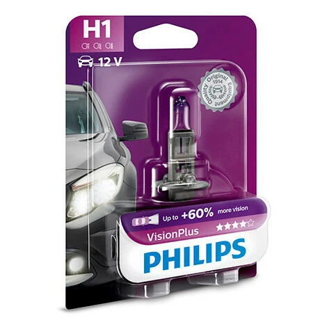 Ampoule Vision Plus H1 - 12 V - P14,5s - 55W - Feux De Route - Feux De Croisement - Feux Antibrouillard - Philips 4 Ampoule Vision Plus H1 - 12 V - P14,5s - 55W - Feux De Route - Feux De Croisement - Feux Antibrouillard - Philips – Image 2