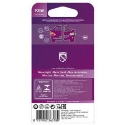 PHILIPS 2 Ampoules Vision Plus P21W - 12 V - BA15s - 21W - Clignotant - Stop - Feux De Route - Antibrouillard - Feux De Recul - -PHILIPS Soldes 27948027 3