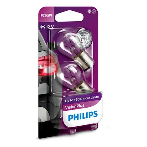 2 Ampoules Vision Plus P21-5W - 12 V - Veilleuse - Feux Stop - Philips 4 2 Ampoules Vision Plus P21-5W - 12 V - Veilleuse - Feux Stop - Philips – Image 2