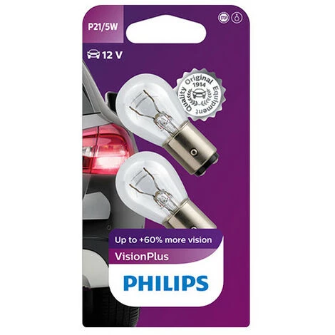 2 Ampoules Vision Plus P21-5W - 12 V - Veilleuse - Feux Stop - Philips 6 2 Ampoules Vision Plus P21-5W - 12 V - Veilleuse - Feux Stop - Philips – Image 4