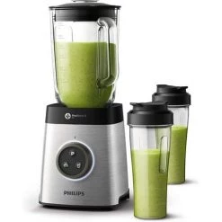 Philips HR3655/00 Blender Avance Collection 1400 W, Bol En Tritan , 2 X Gobelet En Acier, Adapté Pour Lave-vaisselle) Inox.