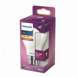 Philips Ampoule LED Equivalent 60W B22 Blanc Chaud Non Dimmable, Verre -PHILIPS Soldes 30277952 2