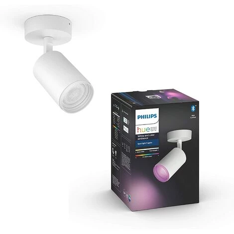 Philips Hue White & Color Ambiance FUGATO Spot 1x5.7W, Blanc, Compatible Bluetooth, Fonctionne Avec Alexa, Google Assistant Et Apple Homekit 4 Philips Hue White & Color Ambiance FUGATO Spot 1x5.7W, Blanc, Compatible Bluetooth, Fonctionne Avec Alexa, Google Assistant Et Apple Homekit – Image 2