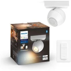 Philips Hue White Ambiance BUCKRAM Spot 1x5.5W - Blanc (télécommete Incluse), Compatible Bluetooth, Fonctionne Avec Alexa, Google Assistant Et Apple Homekit