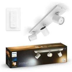 Philips White Ambiance RUNNER Spot Barre Tube 3x5.5W - Blanc (télécommete Incluse), Compatible Bluetooth, Fonctionne Avec Alexa, Google Assistant Et Apple Homekit