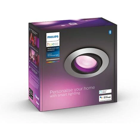 Philips Hue White & Color Ambiance CENTURA Spot Encastré Rond 1x5.7W - Aluminium, Fonctionne Avec Alexa, Google Assistant Et Apple Homekit 4 Philips Hue White & Color Ambiance CENTURA Spot Encastré Rond 1x5.7W - Aluminium, Fonctionne Avec Alexa, Google Assistant Et Apple Homekit – Image 2