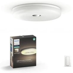Philips Hue White Ambiance STRUANA Plafonnier Salle De Bain 1x32W, Compatible Bluetooth - Blanc, Fonctionne Avec Alexa, Google Assistant Et Apple Homekit
