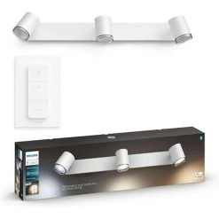 Philips Hue White Ambiance ADORE Spot Barre Tube 3x5.5W Salle De Bain Compatible Bluetooth - Blanc (télécommete Incluse), Fonctionne Avec Alexa, Google Assistant Et Apple Homekit