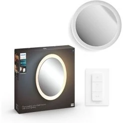 Philips White Ambiance ADORE Applique Miroir Salle De Bain GM Compatible Bluetooth 1x40W - Blanc (télécommete Incluse), Compatible Bluetooth, Fonctionne Avec Alexa, Google Assistant Et Apple Homekit