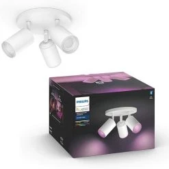 Philips Hue White & Color Ambiance FUGATO Spots Ronds 3x5.7W, Blanc, Compatible Bluetooth, Fonctionne Avec Alexa, Google Assistant Et Apple Homekit -PHILIPS Soldes 41028161 2