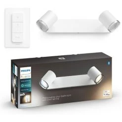 Philips Hue White Ambiance ADORE Spot Barre Tube 2x5.5W Salle De Bain, Compatible Bluetooth - Blanc (télécommete Incluse), Fonctionne Avec Alexa, Google Assistant Et Apple Homekit