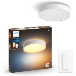 Philips Hue White Ambiance Plafonnier Enrave Medium Blanc, Compatible Bluetooth, Fonctionne Avec Alexa, Google Assistant Et Apple Homekit
