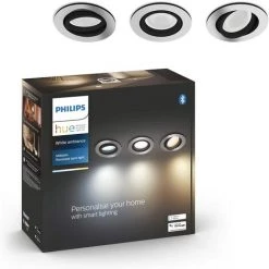 Philips Hue White Ambiance, Milliskin Spots Encastrés Blancs 3x5W, Compatible Bluetooth, Fonctionne Avec Alexa, Google Assistant Et Apple Homekit -PHILIPS Soldes 41028254 2