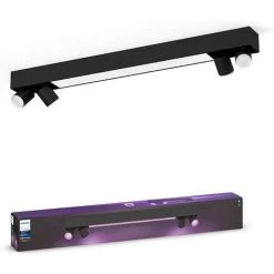 Philips Hue White & Color Ambiance Centris 4 Spots - Noir, Compatible Bluetooth, Fonctionne Avec Alexa, Google Assistant Et Apple Homekit