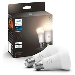 Philips Hue White, Ampoule LED Connectée E27, Equivalent 75W, 1100 Lumen, Compatible Bluetooth, Pack De 2, Fonctionne Avec Alexa, Google Assistant Et Apple Homekit