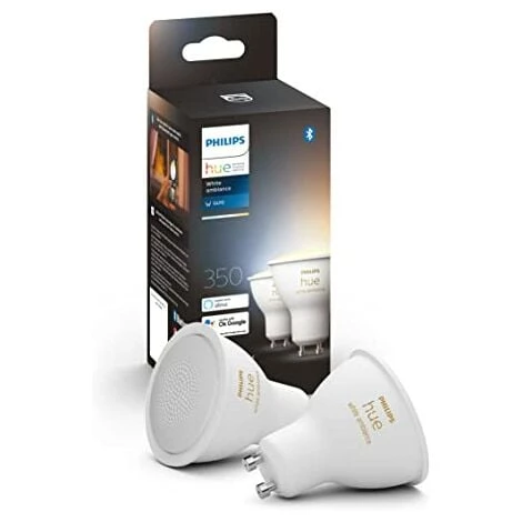 Philips Hue White Ambiance Ampoules LED Connectées GU10 Compatible Bluetooth, Pack De 2, Fonctionne Avec Alexa, Google Assistant Et Apple Homekit 3 Philips Hue White Ambiance Ampoules LED Connectées GU10 Compatible Bluetooth, Pack De 2, Fonctionne Avec Alexa, Google Assistant Et Apple Homekit