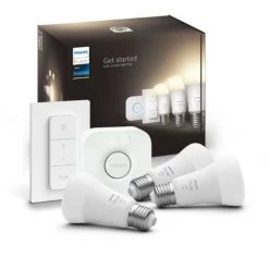 Philips Hue White, Kit De Démarrage E27 X 2 Et Télécommande Compatible Bluetooth, Fonctionne Avec Alexa, Google Assistant Et Apple Homekit