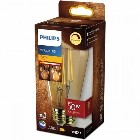 PHILIPS Ampoule LED Edison Vintage Filament E27 - 50W Claire Ambrée - Compatible Variateur - Verre 3 PHILIPS Ampoule LED Edison Vintage Filament E27 - 50W Claire Ambrée - Compatible Variateur - Verre