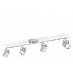 PHILIPS  Philips MyLiving 4 Spots Byre LED Sceneswitch Couleur Argent En Métal, Lumière Blanche CHAUDE A Neutre Réglable Avec Interrupteur Existant