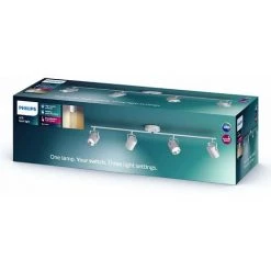 PHILIPS  Philips MyLiving 4 Spots Byre LED Sceneswitch Couleur Argent En Métal, Lumière Blanche CHAUDE A Neutre Réglable Avec Interrupteur Existant -PHILIPS Soldes 51504157 3