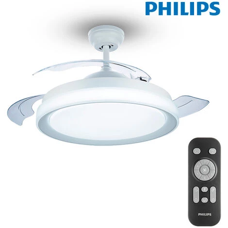 PHILIPS Ventilateur De Plafond Led Atlas Blanc 28+35w Pales : ø106cm Avec Télécommande 3 PHILIPS Ventilateur De Plafond Led Atlas Blanc 28+35w Pales : ø106cm Avec Télécommande