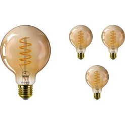 Lot 4x Philips Classic LEDglobe E27 Filament Ambre 95mm 4W 250lm - 820 Blanc Très Chaud | Dimmable - Équivalent 40W