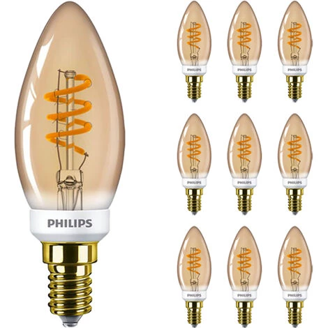 Lot 10x Philips MASTER Value LEDcandle E14 Vintage Filament Dorée 2.5W 136lm - 927 Blanc Très Chaud | Meilleur Rendu Des Couleurs - Dimmable - Équivalent 25W 3 Lot 10x Philips MASTER Value LEDcandle E14 Vintage Filament Dorée 2.5W 136lm - 927 Blanc Très Chaud | Meilleur Rendu Des Couleurs - Dimmable - Équivalent 25W