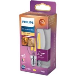 Ampoule LED À Incandescence Philips Bougie Gradable Blanc Chaud E14 3,4W