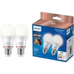 Ampoule LED Intelligente Philips A60 Blanc Chaud E27 8W 2 Pièces