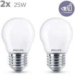 Ampoule LED Sphérique Philips Blanc Chaud E27 2,2W 2 pièces
