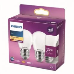 Ampoule LED Sphérique Philips Blanc Chaud E27 2,2W 2 pièces -PHILIPS Soldes 60850799 4