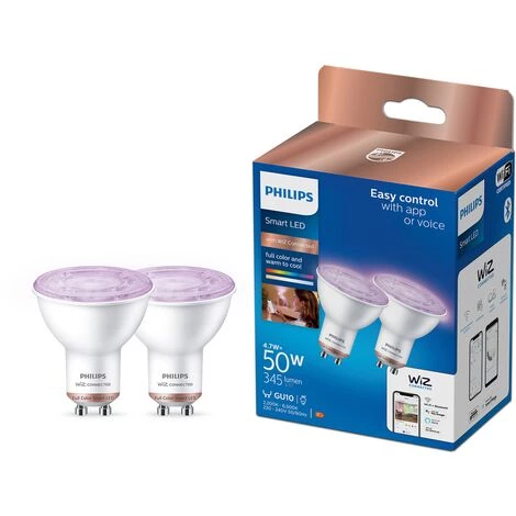 Spot LED Intelligent Philips PAR16 Coloré GU10 4,7W 2 Pièces 3 Spot LED Intelligent Philips PAR16 Coloré GU10 4,7W 2 Pièces