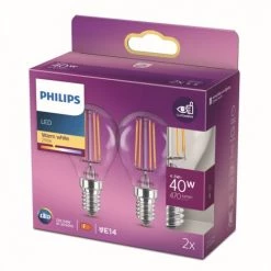 Ampoule LED Sphérique Philips Blanc Chaud E14 4,3W 2 pièces -PHILIPS Soldes 60859050 4
