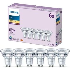 Philips Pack De 6 Ampoules LED GU10, 50W, Blanc Chaud -PHILIPS Soldes 62034807 4
