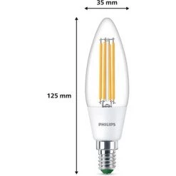 Philips Ampoule LED Flamme Classe A, 40W, 3000K Blanc, Transparante, Verre -PHILIPS Soldes 63472219 3