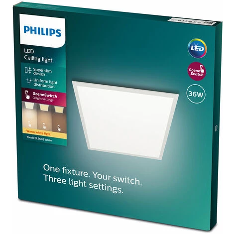 Philips - Functional Superslim CL560, Plafonnier Carré, Blanc, 4x60x60 2700K, 3300 Lumen 6 Philips - Functional Superslim CL560, Plafonnier Carré, Blanc, 4x60x60 2700K, 3300 Lumen – Image 4