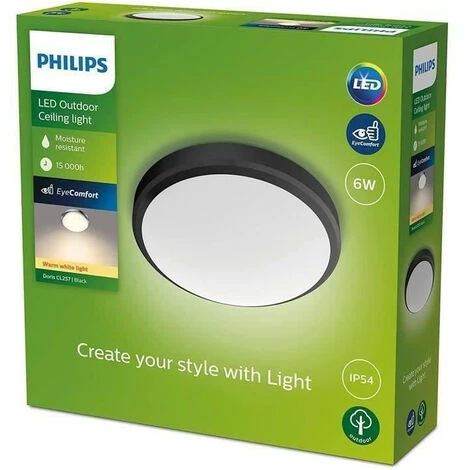 PHILIPS Plafonnier DORIS - 6W - 2700 Kelvin - IP54 - Noir 3 PHILIPS Plafonnier DORIS - 6W - 2700 Kelvin - IP54 - Noir