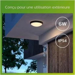 PHILIPS Plafonnier DORIS - 6W - 2700 Kelvin - IP54 - Noir 9 PHILIPS Plafonnier DORIS - 6W - 2700 Kelvin - IP54 - Noir -PHILIPS Soldes 72148671 3