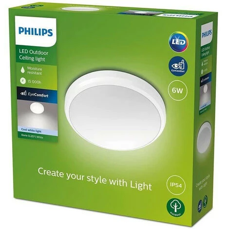 PHILIPS Plafonnier DORIS - 6W - 4000 Kelvin - IP54 - Blanc 6 PHILIPS Plafonnier DORIS - 6W - 4000 Kelvin - IP54 - Blanc – Image 4
