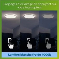 PHILIPS Plafonnier LED SUPERSLIM - 15W - 4000 Kelvin - IP54 - Blanc -PHILIPS Soldes 72150035 3