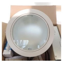 Donwlight Ø 235mm Blanc Mat 2X18W Avec Lampes Fluo 4000K GX24q-3 4P Verre Opale Et Ballast Elec HF Latina FBH024 PHILIPS 885039